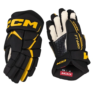 CCM JetSpeed FT680 Black/Sunflower Junior Hokikesztyűk 12 hüvelyk