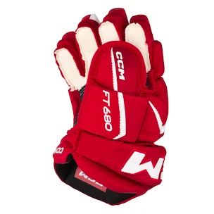 CCM JetSpeed FT680 Red/White Junior Hokikesztyűk 11 hüvelyk