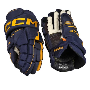 CCM Tacks XF Navy/Sunflower Junior Hokikesztyűk 12 hüvelyk
