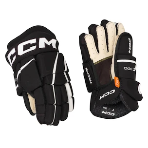 CCM Tacks XF PRO Black/White Youth Hokikesztyűk 9 hüvelyk