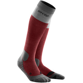 CEP  Light Merino Berry/Grey  Női kompressziós térdzokni