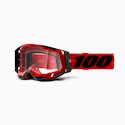 Downhill szemüveg 100% Racecraft 2 Goggle Piros - átlátszó lencse