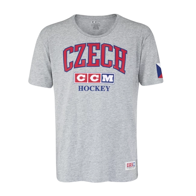 Férfipóló CCM  FLAG TEE TEAM CZECH Athletic Grey