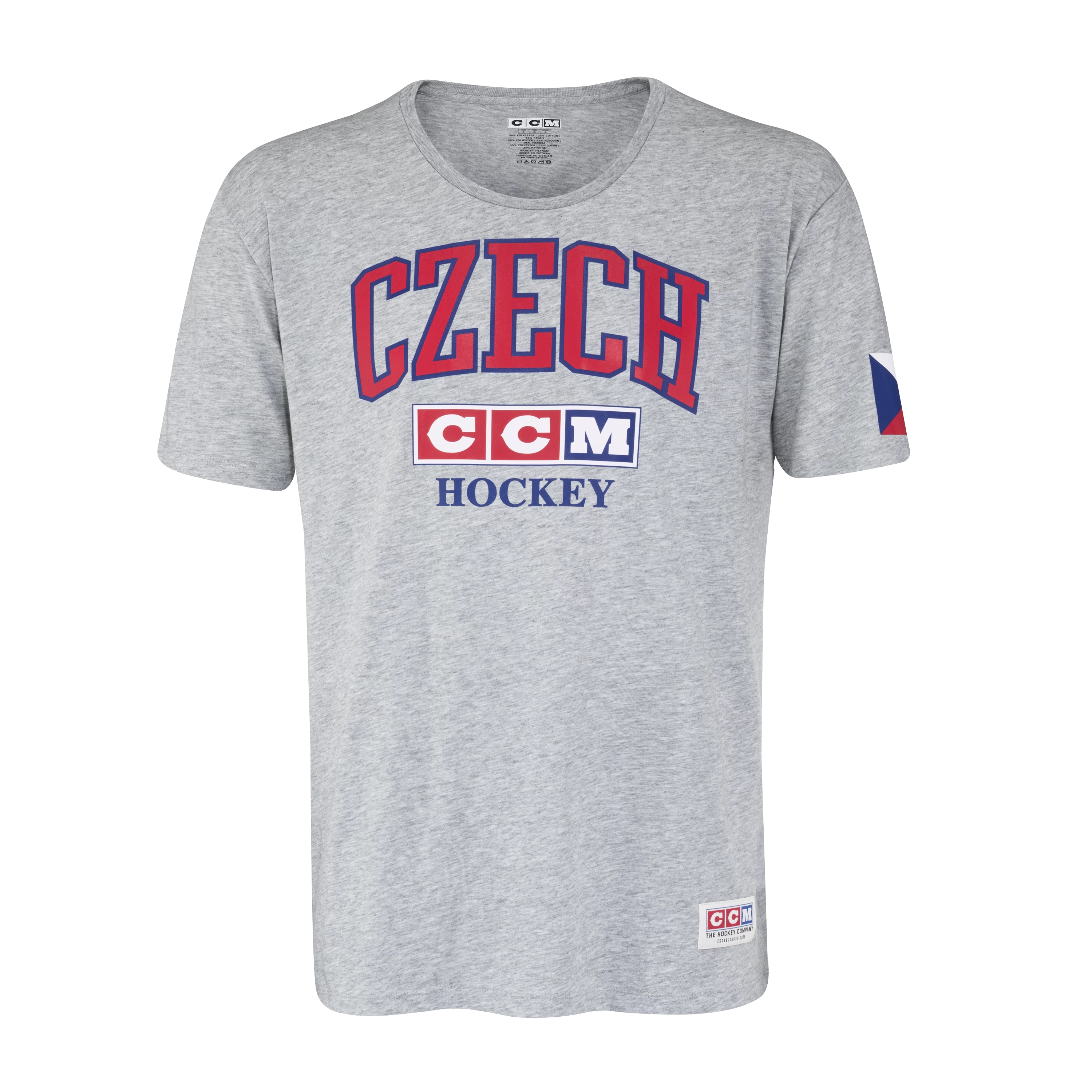 Férfipóló CCM  FLAG TEE TEAM CZECH Athletic Grey