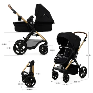 Kinderkraft Moov 2 3in1 Pure Black Eva Wheels Babakocsi