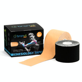 Kineziológiai szalag BronVit Sport kinesiology tape balení 2 x 6m – classic – fekete + bézs