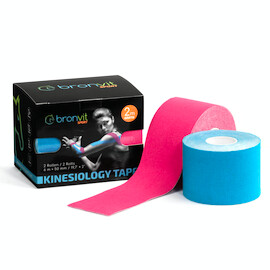 Kineziológiai szalag BronVit Sport kinesiology tape balení 2 x 6m – classic –  kék + rózsaszín