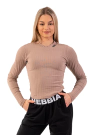 Nebbia Bordás hosszú ujjú póló biopamutból 415 barna