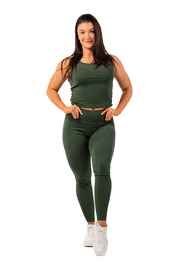 Nebbia Bordás leggings magas derékkal organikus pamut 405 sötétzöld színben