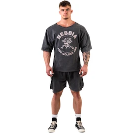 Nebbia NEBBIA x OLYMPIA Washed Rag Top GOLDEN AGE 788 black Férfipóló