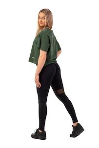Nebbia  Organic Cotton Loose Fit “The Minimalist” Crop Top 417 dark green Női póló
