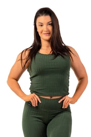 Nebbia Organic Cotton Ribbed Tank Top 414 dark green Női ujjatlan póló