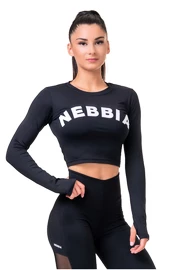 Nebbia Sporty Hero crop felső, hosszú ujjú fekete