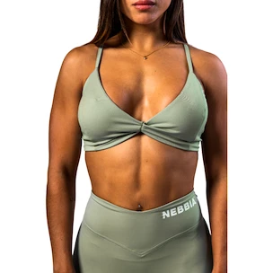 Nebbia STRONG BEAUTY Medium-Support Sports Bra TWIST-KNOT 423 light green  Női melltartó