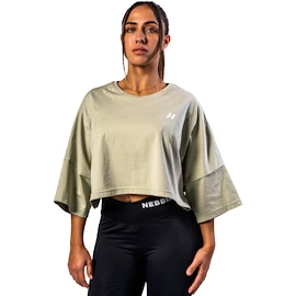 Nebbia STRONG BEAUTY Oversized Cropped Tee JUST FLOW 431 light green Női póló