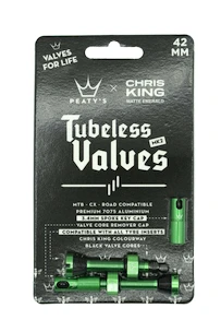 PEATY'S  X chris king (mk2) emerald tubeless valves 42mm (ptv2-42-emr-12)  Tubeless szelep