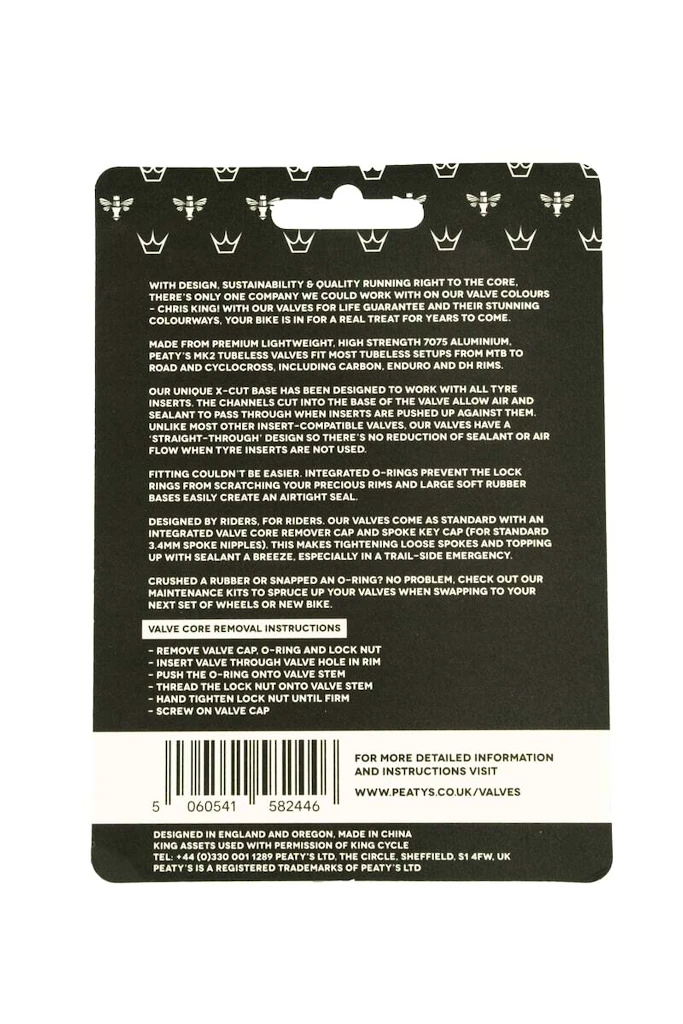 PEATY'S  X chris king (mk2) emerald tubeless valves 60mm (ptv2-60-emr-12)  Tubeless szelep