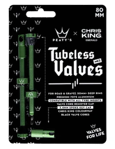 PEATY'S  X chris king (mk2) emerald tubeless valves - 80mm (ptv2-80-emr-12)  Tubeless szelep