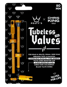 PEATY'S  X chris king (mk2) gold tubeless valves - 80mm (ptv2-80-gld-12)  Tubeless szelep
