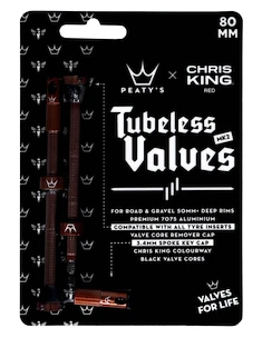 PEATY'S  X chris king (mk2) red tubeless valves - 80mm (ptv2-80-red-12)  Tubeless szelep