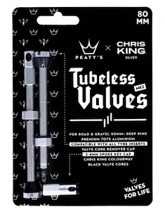 PEATY'S  X chris king (mk2) silver tubeless valves - 80mm (ptv2-80-sil-12)  Tubeless szelep