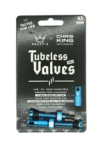 PEATY'S  X chris king (mk2) turquoise tubeless valves 42mm (ptv2-42-trq-12)  Tubeless szelep