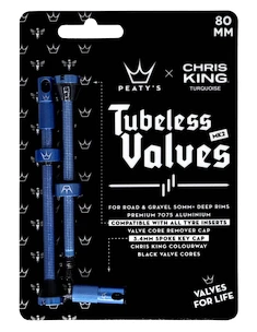 PEATY'S  X chris king (mk2) turquoise tubeless valves - 80mm (ptv2-80-trq-12)  Tubeless szelep