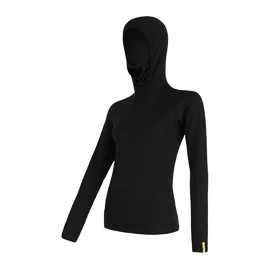 Sensor Merino DF funkcionális női póló kapucnival, fekete