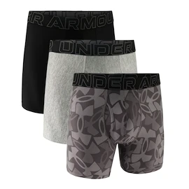 Under Armour Perf Tech Print 6in 3Pack Castlerock Heather Férfiboxeralsó