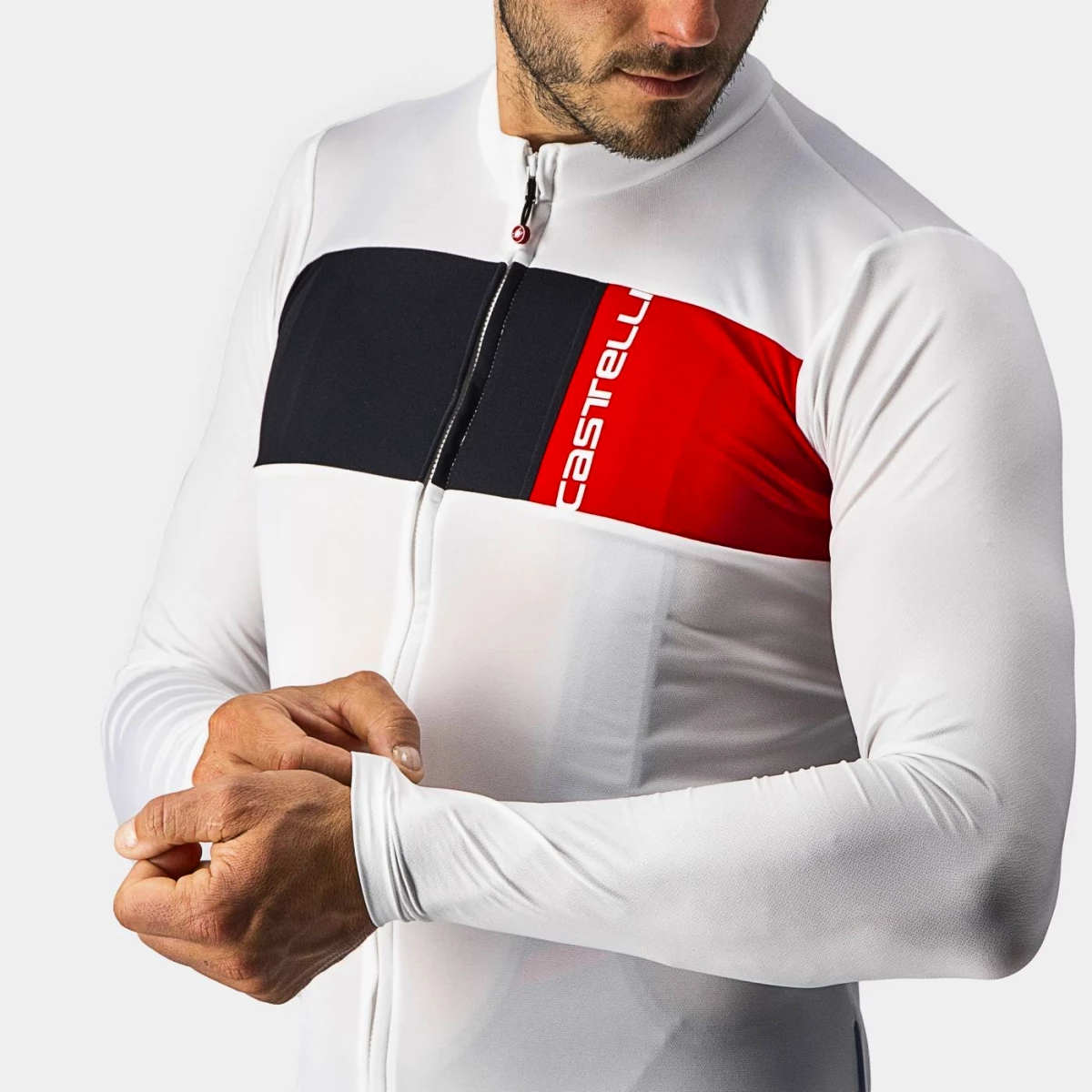 Castelli Prologo 7 LS Elefántcsont/Light Black/Red