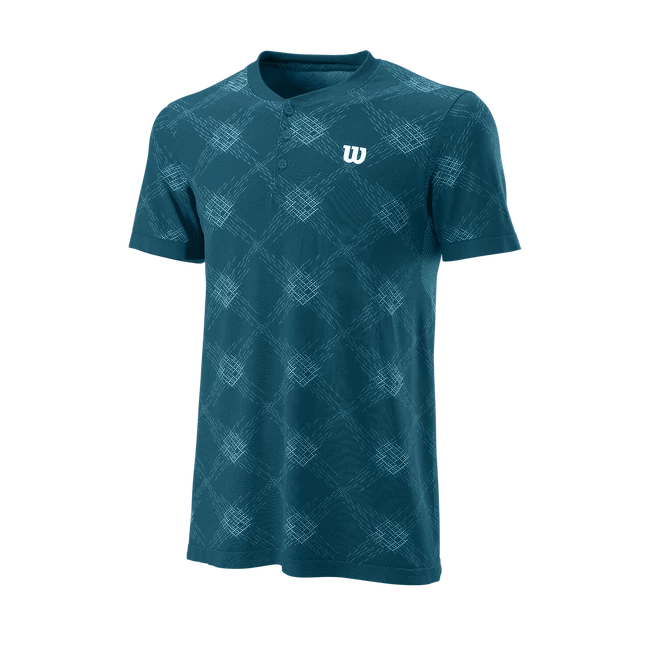 Wilson  Power Seamless Henley III Blue Coral Férfipóló